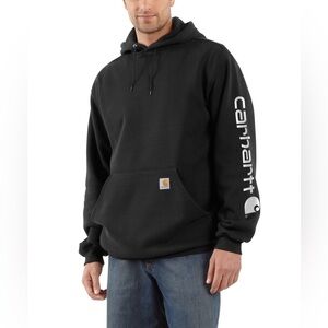 Carhartt Men's Midweight Hoodie Logo Sleeve Black Sweatshirt size 2X